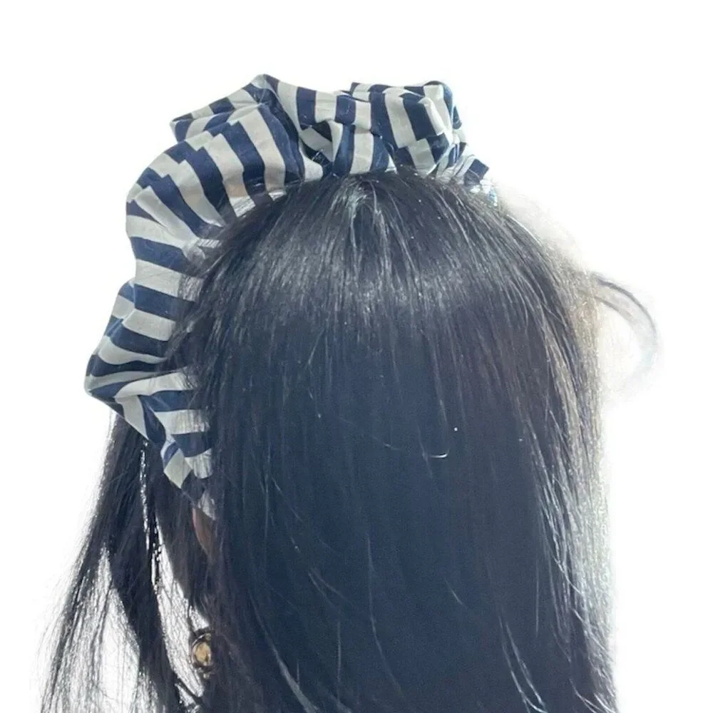 Headband wrap scrunched Women striped elastic